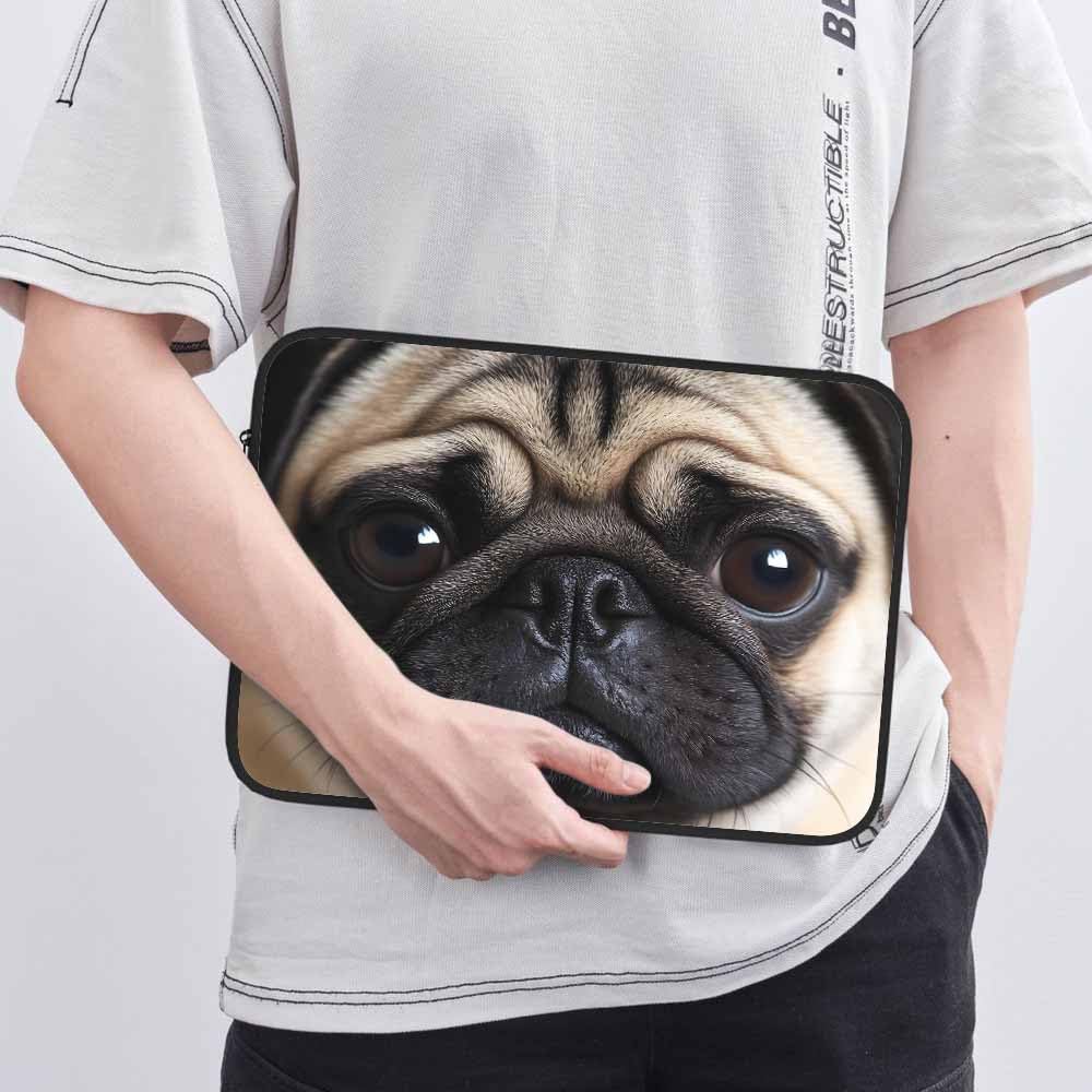 Nicokee Laptop Sleeve Bag 15.4 15.6 Inch,Funny Pug Dog Lovely Animals Cute Pet Puppy Protective Polyester Computer Cases Laptop Cover Briefcase Bag Tablet Travel Cover