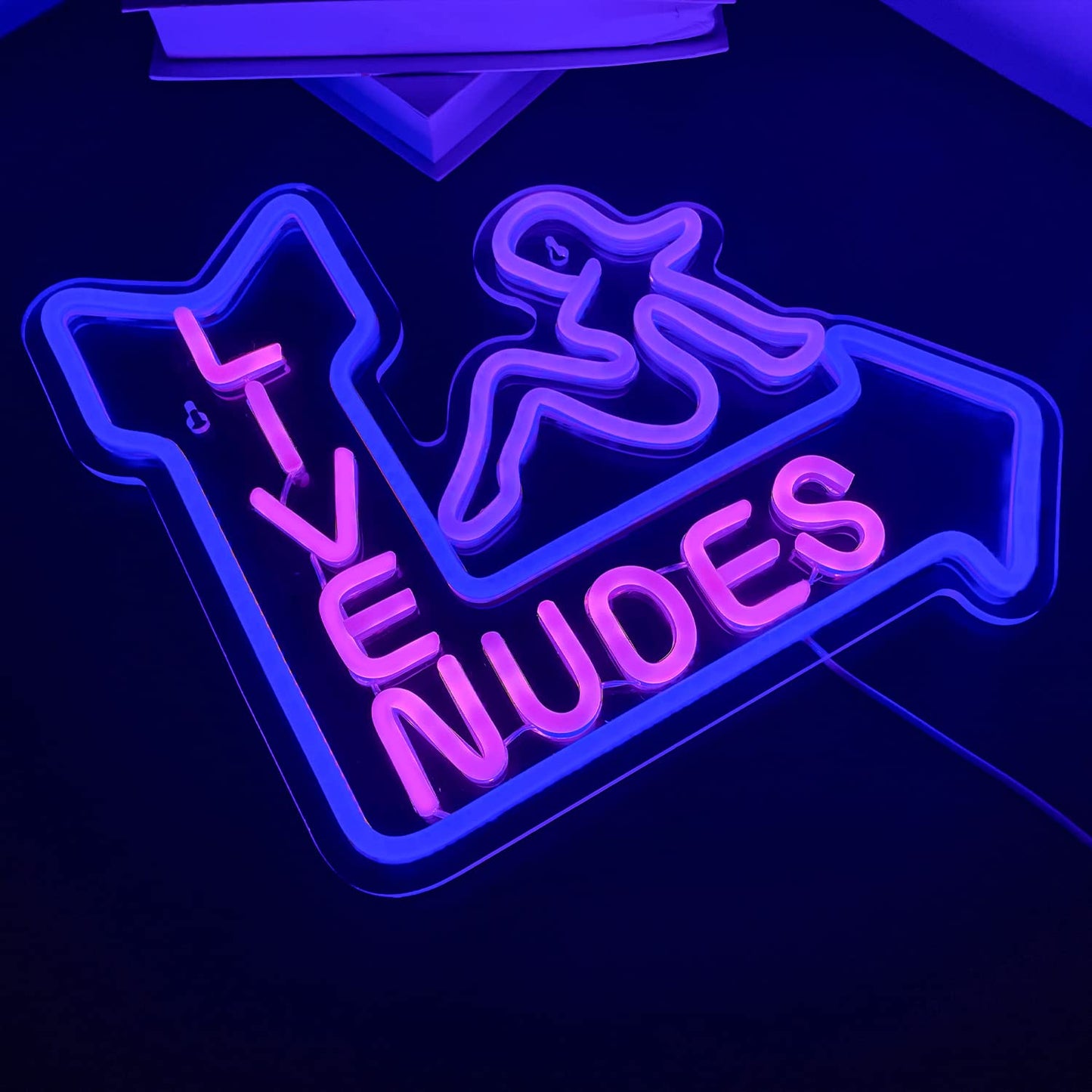 LooKLight Live Nudes Neon Sign - USB Powered, Purple, Wall Decor for Room, Man Cave, Bar