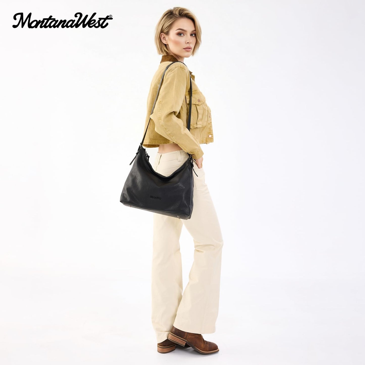 Montana West Hobo Bags for Women Slouchy Shoulder Purse Pocketbook Crossbody Ladies Handbags for Everyday MWC-HB-641BK