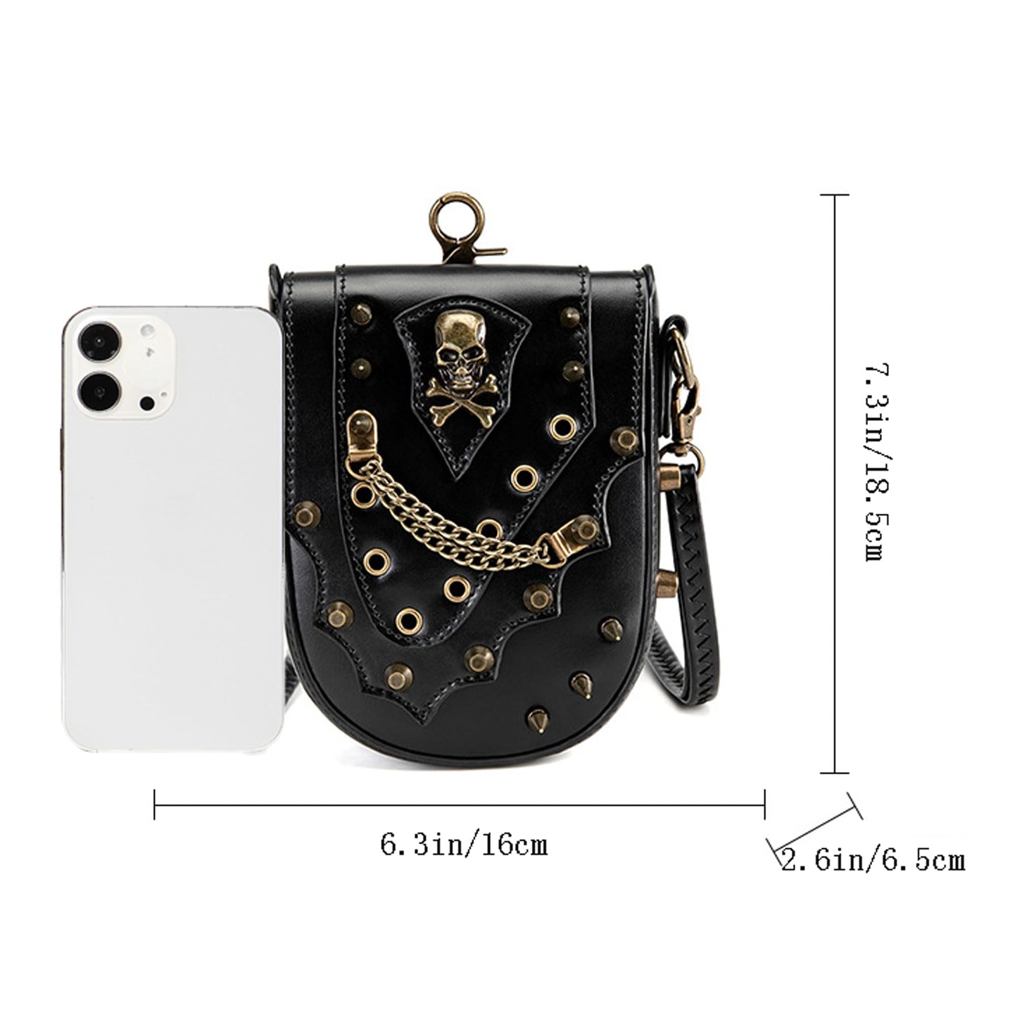 Gothic Owl Crossbody Bag Renaissance Accessories Shoulder Bag Steampunk Belt Pouch Women Cute Cell Phone Novelty Purse (Black B)