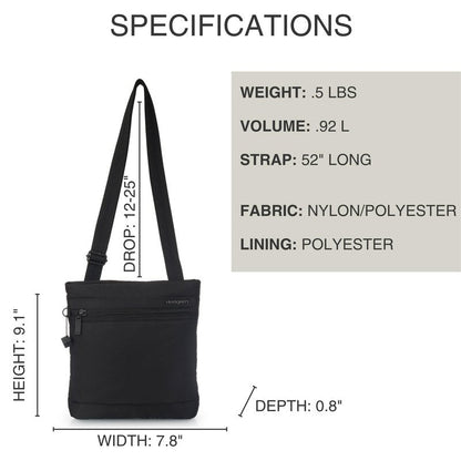 Hedgren LEONCE Crossbody Bag - RFID Protection, Zip Lock, Pen & Slip Pockets, Water-Repellent, 0.92L - Black