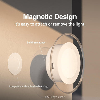 2 Pack Magnetic Motion Sensor Night Light with Stick-On Base, Cruise Rechargeable Battery Powered Cordless Glow Light, Ideal for Bedroom, Bathroom, Stairway- Moonlit