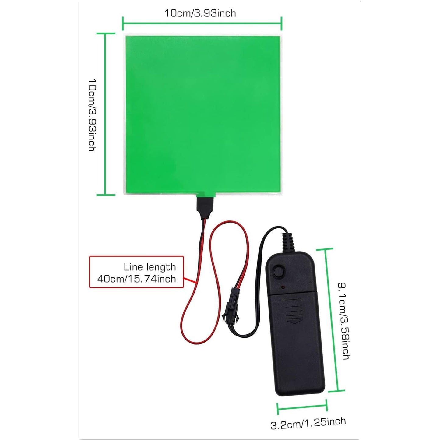 Flexible Led Panel,Electroluminescent Panel Sheet EL Tape Cuttable Soft for Mask Eye Cosplay Party Decor DIY-Continuous/Slow Flash/Fast Strobe 10x10cm (green, 10x10)