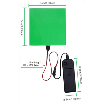 Flexible Led Panel,Electroluminescent Panel Sheet EL Tape Cuttable Soft for Mask Eye Cosplay Party Decor DIY-Continuous/Slow Flash/Fast Strobe 10x10cm (green, 10x10)