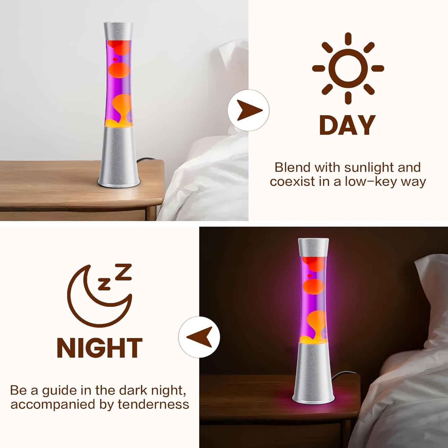 XXMANX Liquid Motion Lamp - 14.5" Sunset Motion Light - Yellow Wax and Purple Liquid, Relaxing Liquid Light, Nightlight, Home Decor Living Room Office Bedroom Lamp for Adults Teens Kids (Purple)