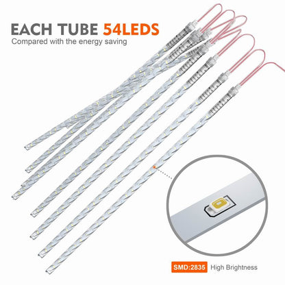 BlueFire Upgraded Meteor Shower Lights, 19.68 Inch 10 Tubes 540 LEDs Outdoor Icicle Christmas Lights, Waterproof Falling Rain Lights for Tree Holiday Porch Yard Patio Roof Party Decoration (White)