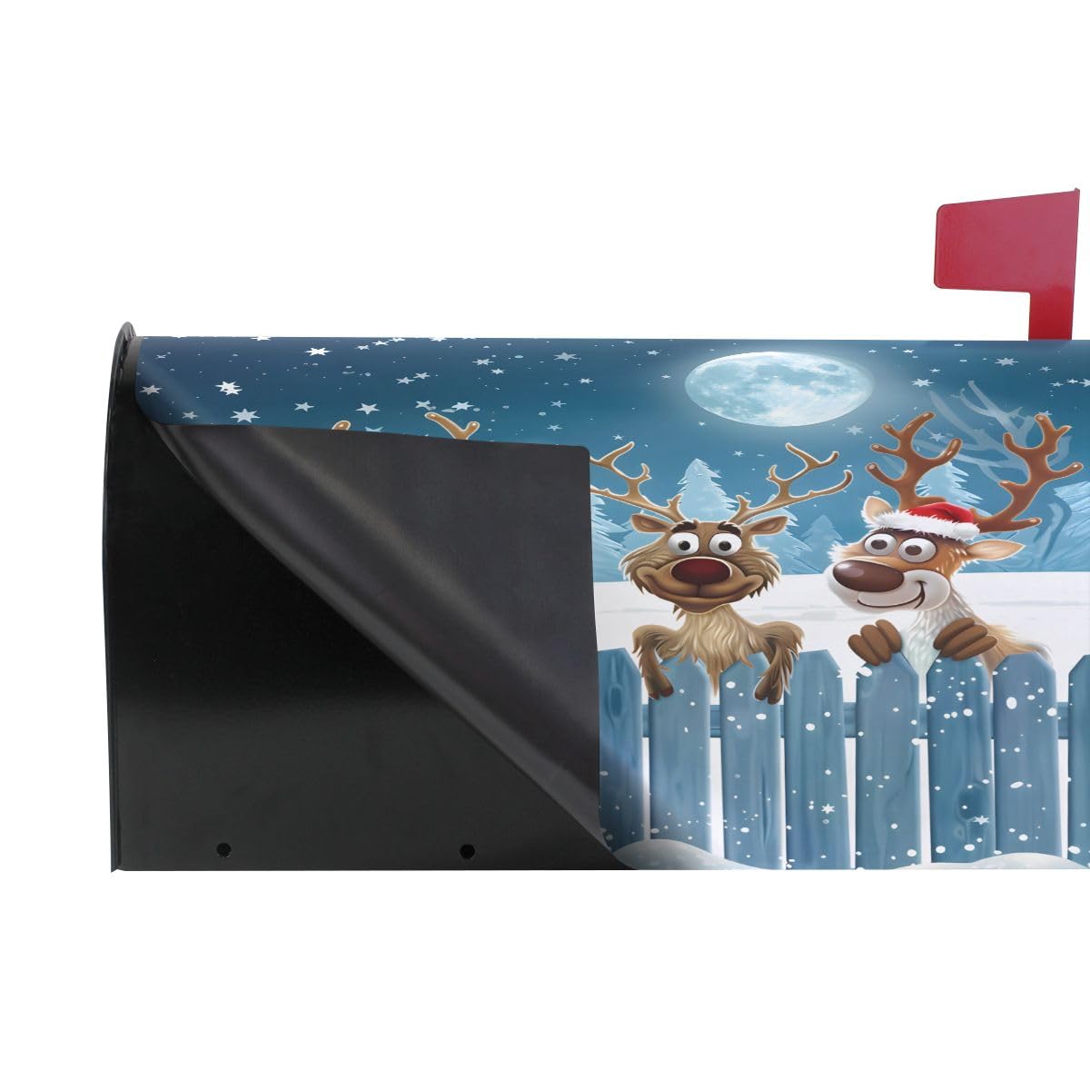SUABO Christmas Reindeer Mailbox Cover Magnetic Mailbox Wrap Post Letter Box Cover Home Decorative for Standard Mailboxes