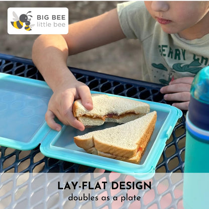 Big Bee, Little Bee - SoftShell Reusable Silicone Food Storage Container with Connected Clamshell Lid, Easy to Clean, Snaps Closed, Microwave, Freezer & Dishwasher Safe (Grape)