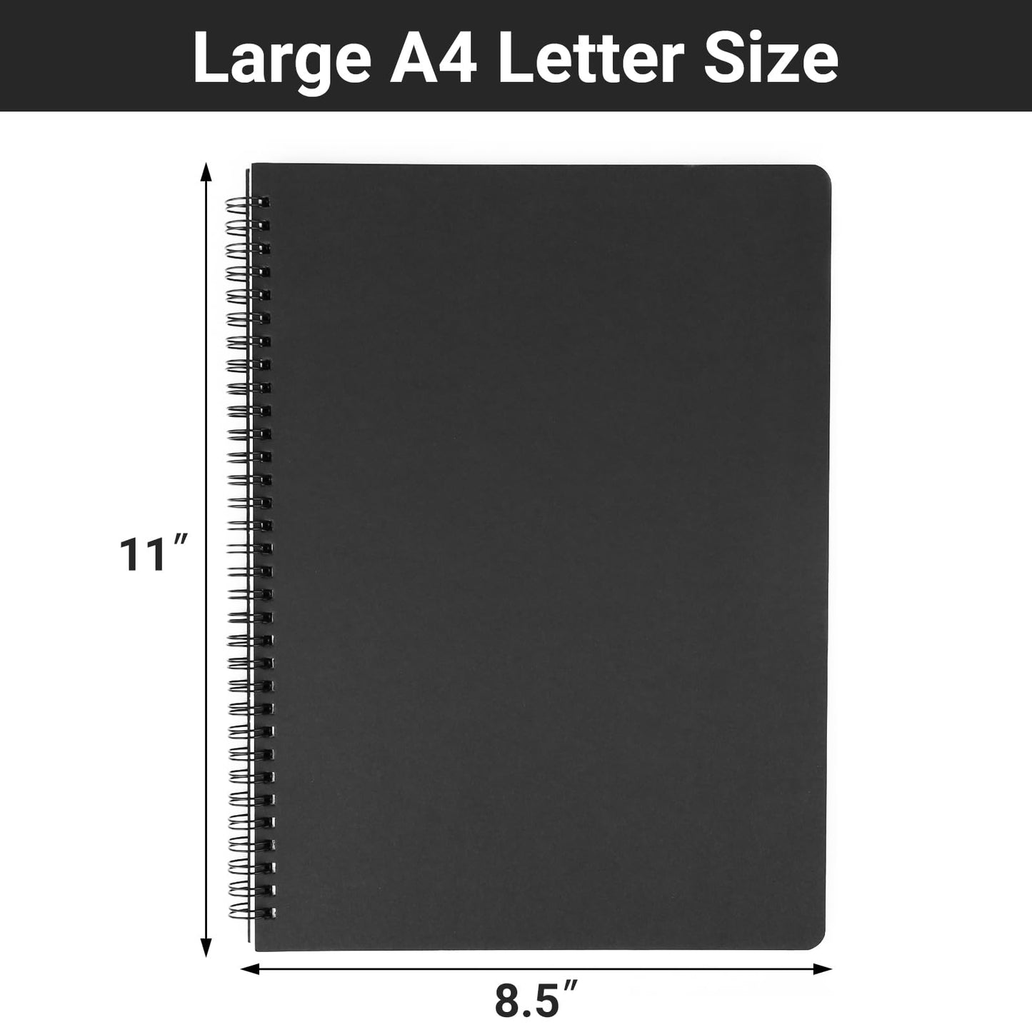 EUSOAR Blank Spiral Notebook, A4 3 Packs 8.5"x 11" Hardcover Blank Kraft Sketch Notebook Bulk，College Wirebound Memo Notepads Diary Planner Notebook Journal with Unlined Paper 120pages/60sheets