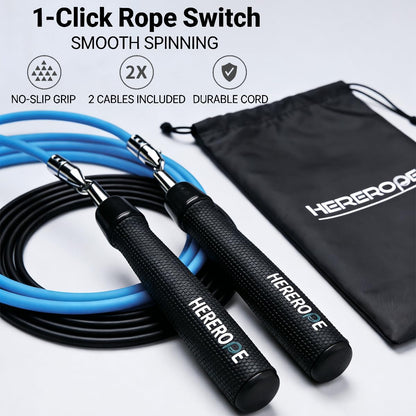 Interchangeable Jump Rope for Men and Women Fitness - Customizable Mix & Match Skipping Ropes Set, Adjustable, Durable & Versatile | Ideal for Beginners to Pros, Training & Daily Workouts (Black, 1/6lb, 1/4lb)