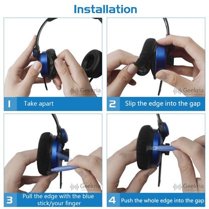 Geekria Replacement Ear Pads Compatible with Sennheiser HD25/ HD25SP/ HD25Lite/ HD25Plus/ HD25Limited 75th Anniversary Edition Headphones, Ear Cushions with Video Guide (Blue)