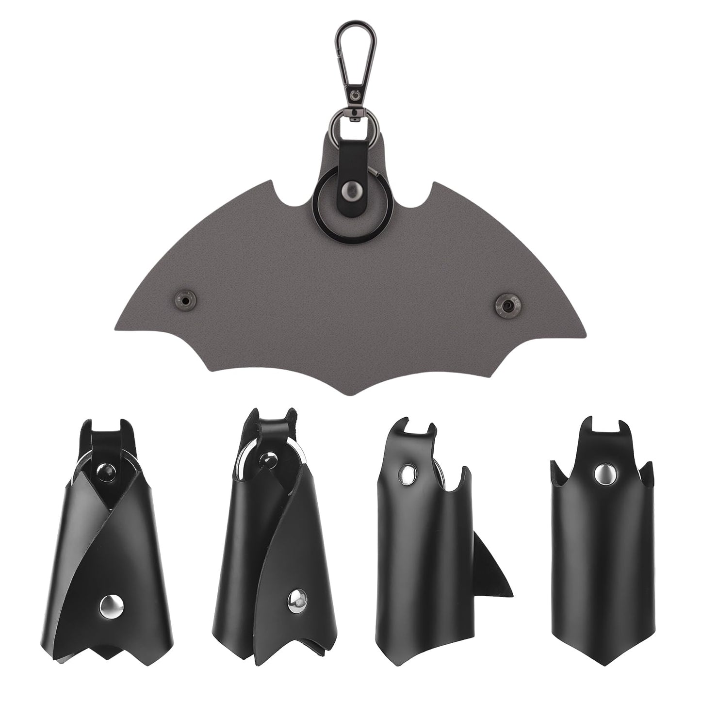 2 Pack Leather Keychain Bat Shape Car Key Fob Case, Fashion Key Ring Cover Holder for Men Women