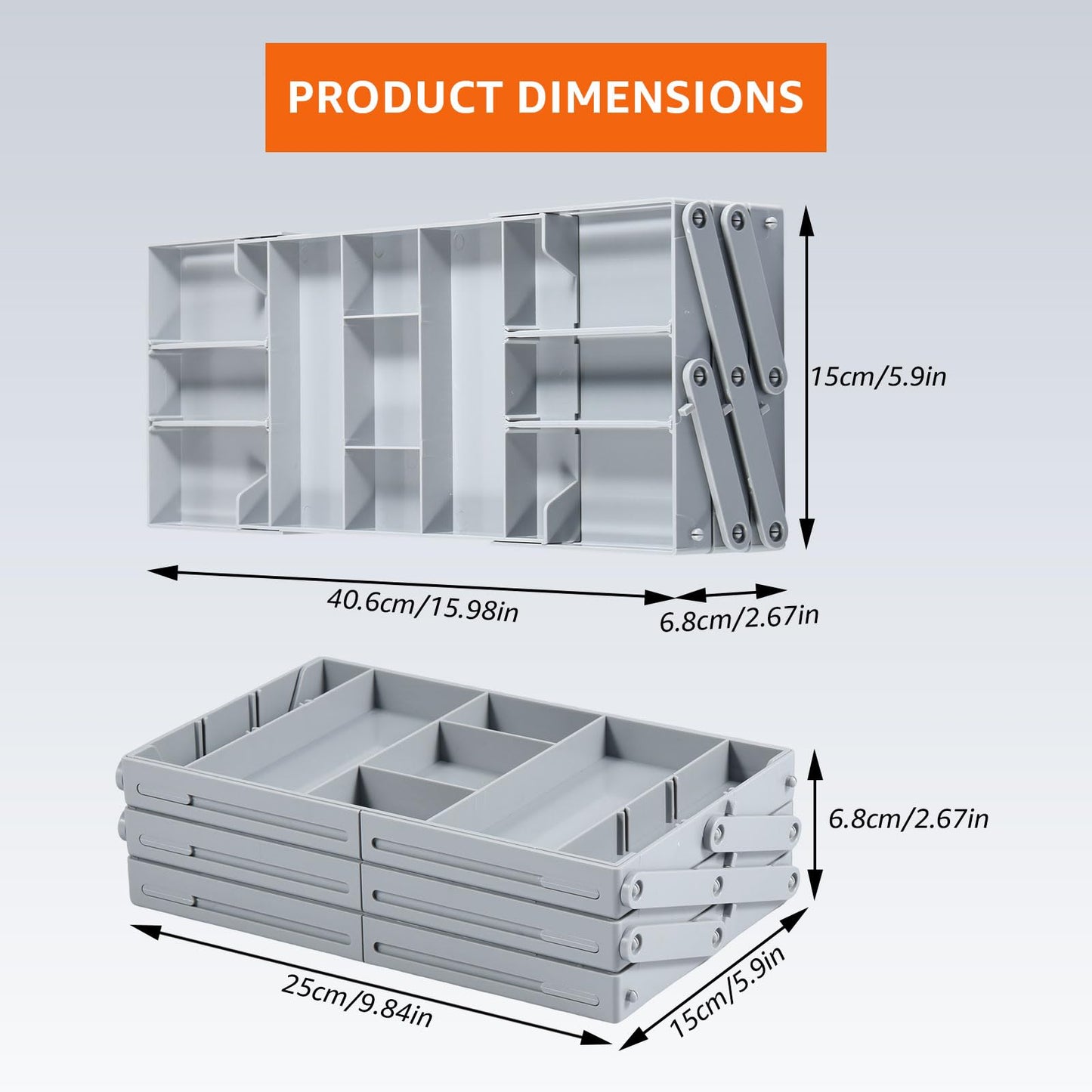 2/3 Tier Drawer Organizer, Collapsible Multi Level Drawer Organizer Tray, Expandable Bathroom Desk Drawer Organizer Trays, Adjustable Compartments Storage Trays for Jewelry (Single Row 3 Tiers)