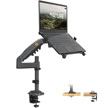 NB North Bayou Laptop Mount with Adjustable Tray for 10-17” Notebook, Full Motion Arm with VESA Plate for 17-30” Monitor (Within 4.4~19.8lbs),Clamp-on Grommet Mounting H100-FP