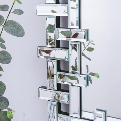 Decorative Wall Mirror with Beveled Glass Frame, 47''x24'' Large Living Room Mirror, Elegant Frameless Accent Mirror for Entryway, Dining Room, Fireplace