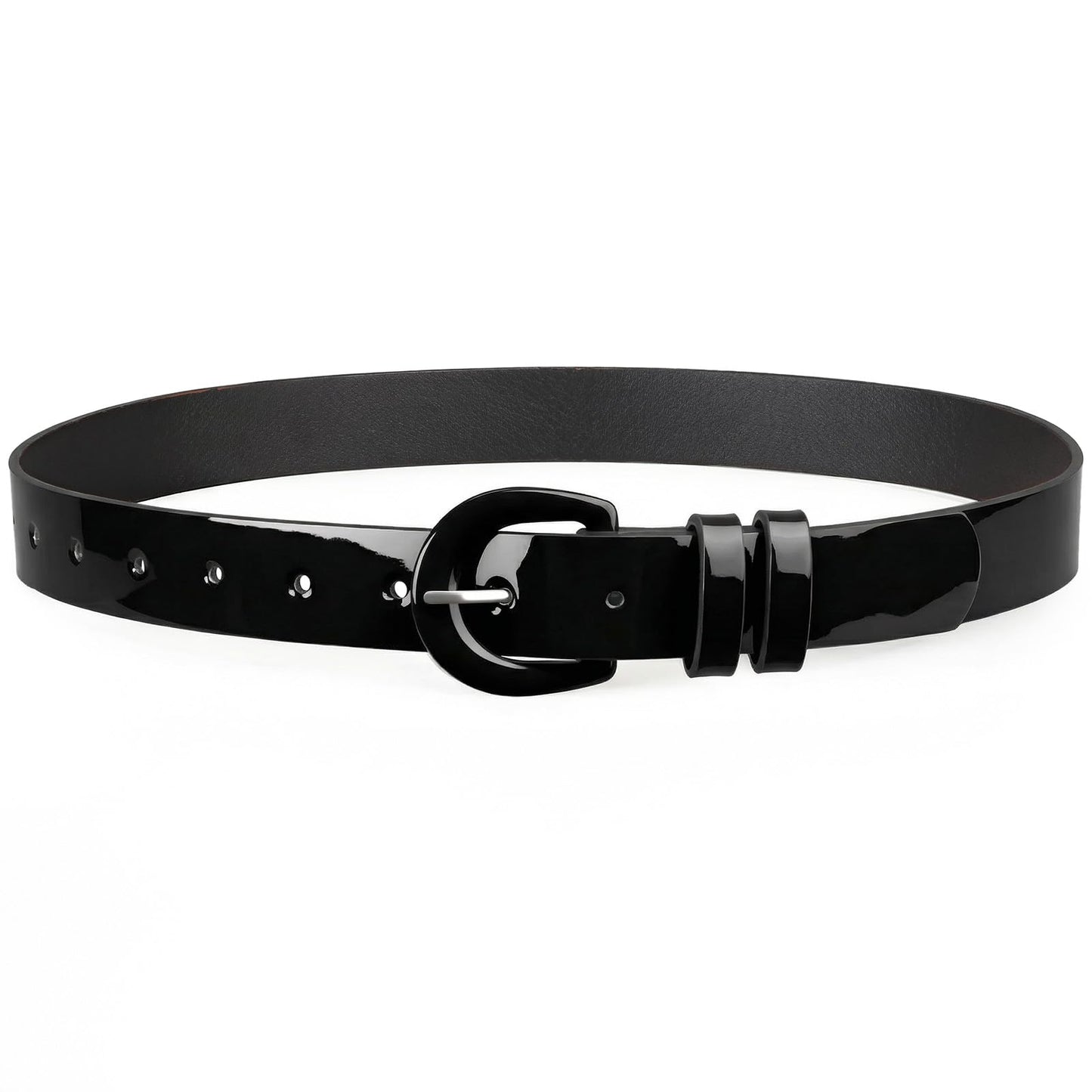 JASGOOD Women Patent Leather Belt for Jeans Pants Vintage 50s Women Belt for Dress,Black