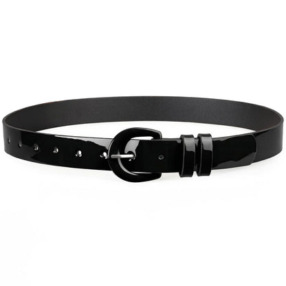 JASGOOD Women Patent Leather Belt for Jeans Pants Vintage 50s Women Belt for Dress,Black