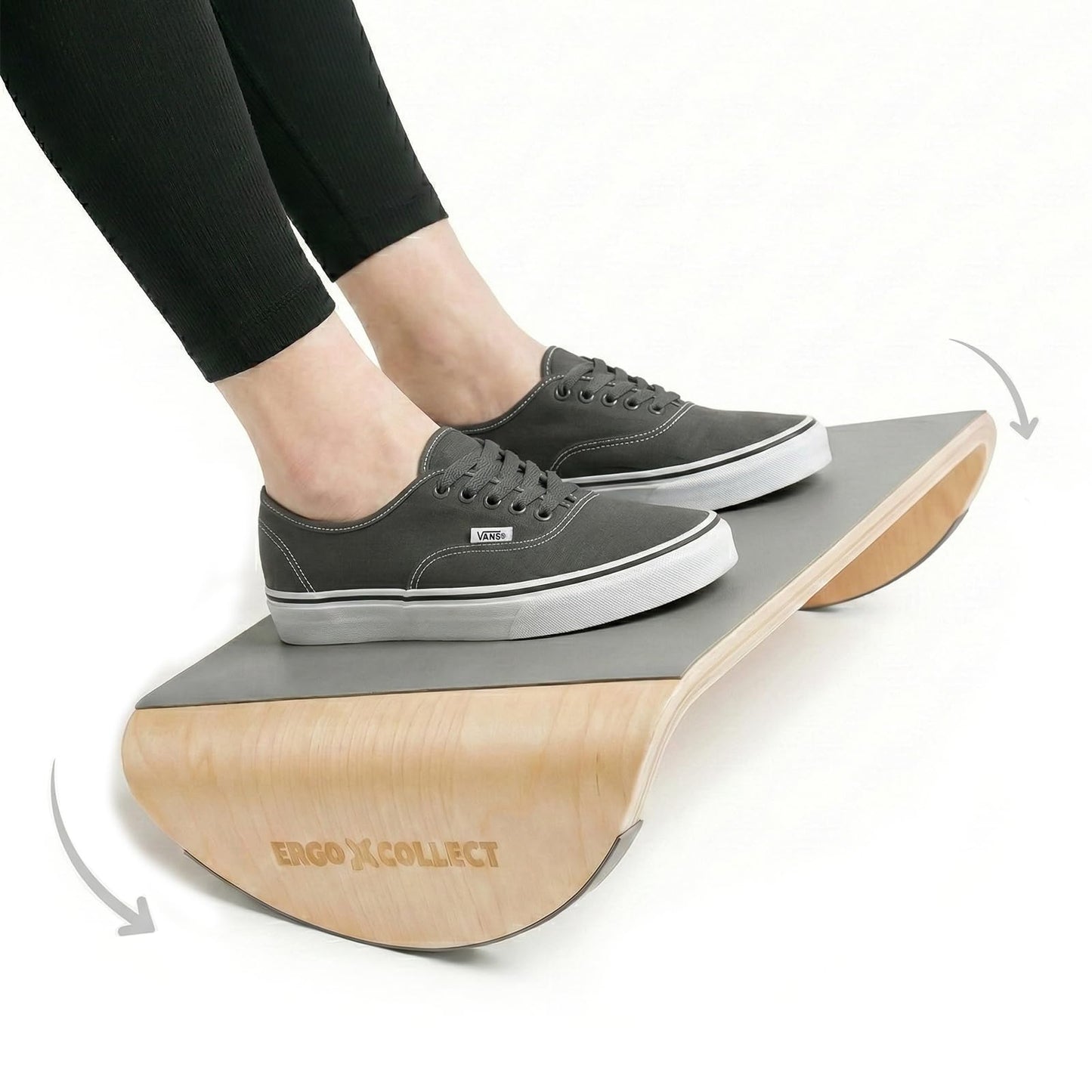 ERGO COLLECT Wood Foot Rest Under Desk, Ergonomic Rocking Footrest with Whole Piece Curved Solid Wood Base,Balance Board Active Sitting Desk Footrest for Office & Home, No Assembly