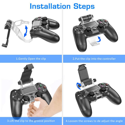 OIVO PS4 Controller Phone Mount Clip - Mobile Gaming Clamp Bracket Holder with Adjustable Stand for Dualshock 4 Controllers
