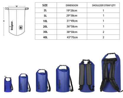 Unigear Dry Bag Waterproof, Floating and Lightweight Bags for Kayaking, Boating, Fishing, Swimming and Camping with Waterproof Phone Case (Blue, 10L)
