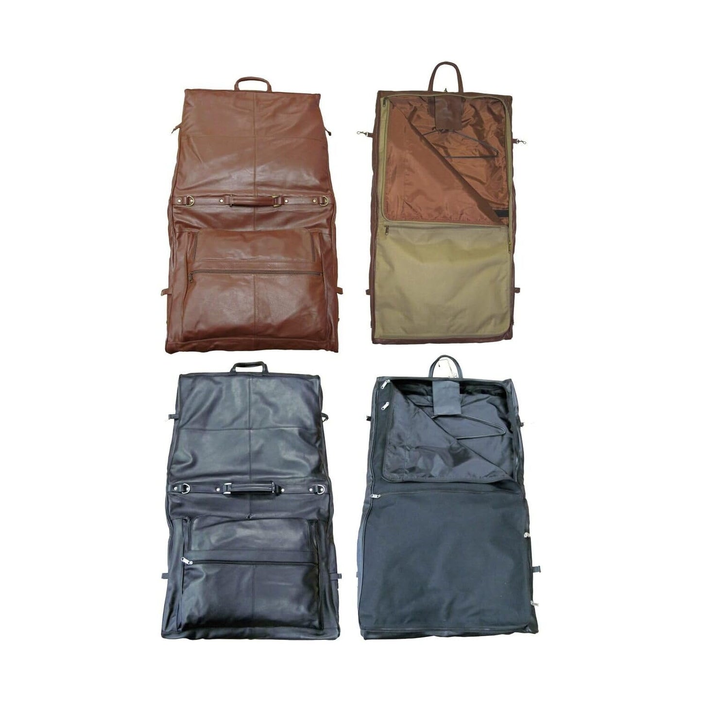 Maykoosh Leather Garment Bag - Top Grain Cowhide Three-Suit Travel Carry On
