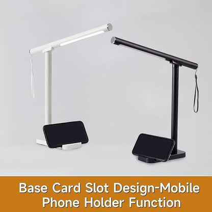 Magnetic Led Desk Lamp: 2 in 1 Reading Lamp with Phone Holder & USB Charging Port for Home Bedroom Office Study | Dorm Desk Lamp with 3500-6500k Touch Control Dimming | 5 Brightness Levels | Black