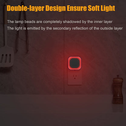 YUNLEX 2 Pack Plug in Dimmable Red Night Light, Auto Dusk to Dawn Sensor, LED Night Light, Soft Glow, Diffused Light, for Baby Nursery, Kids, Bathroom, Hallway, Bedroom, Kitchen, as Gifts