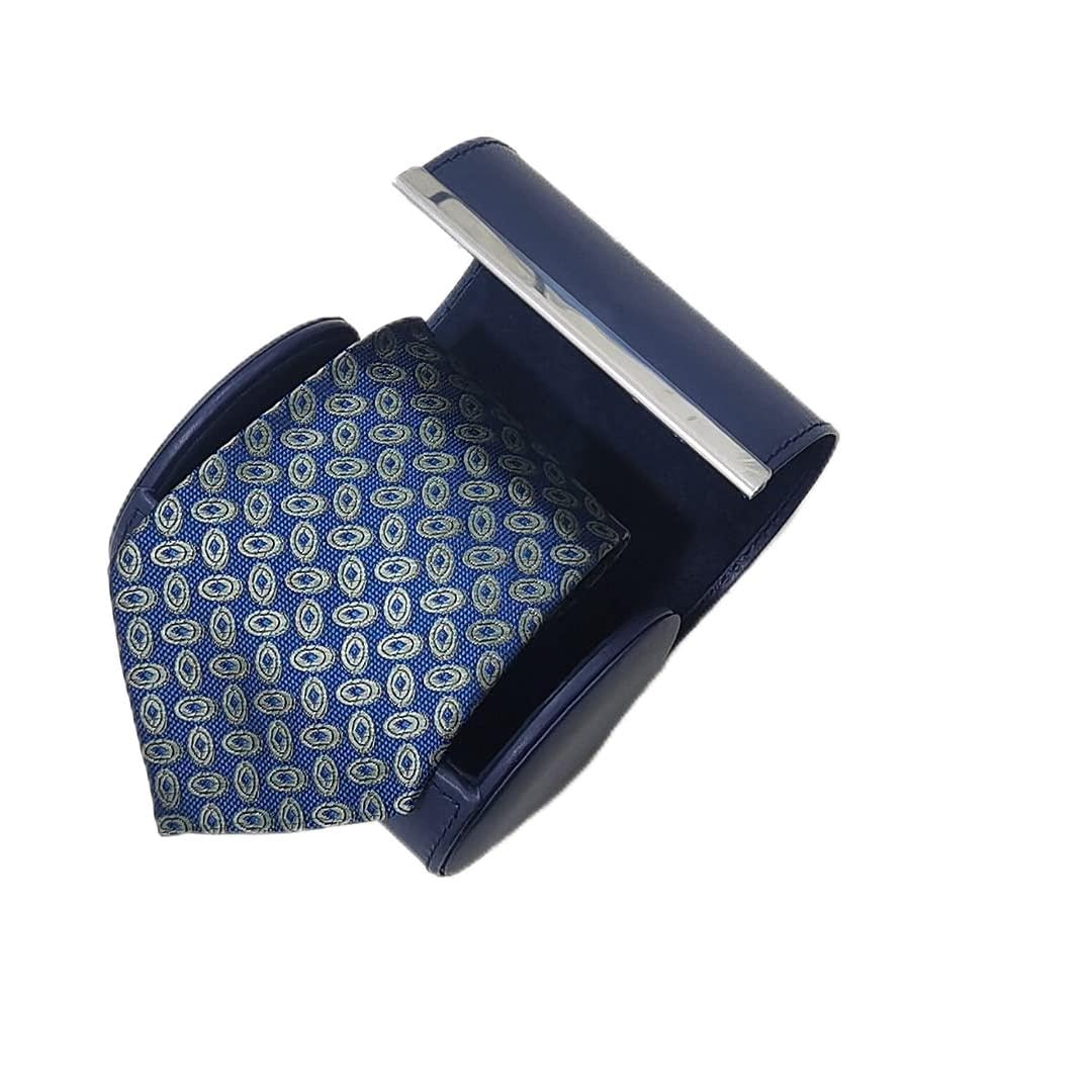 YY YEARCHY Men's Necktie Travel Case, Tie Anti-Wrinkle Organizer Box - Formal Cylinder Shape (Blue)