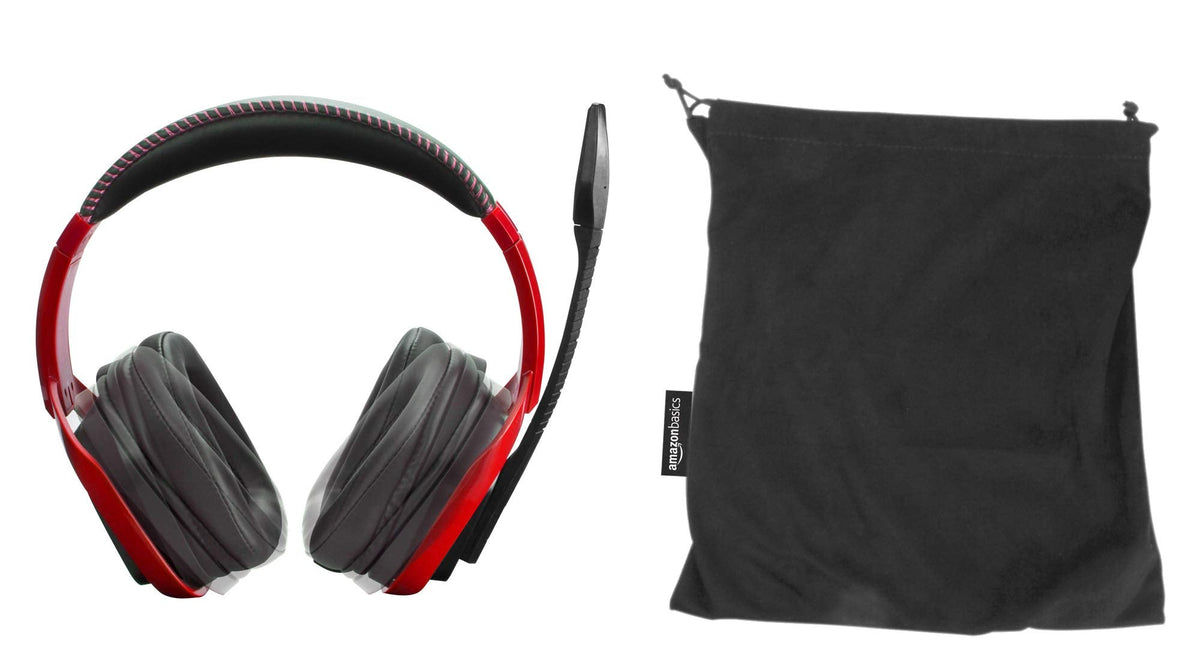 Amazon Basics USB Pro Gaming Headset with Microphone for PC, Red