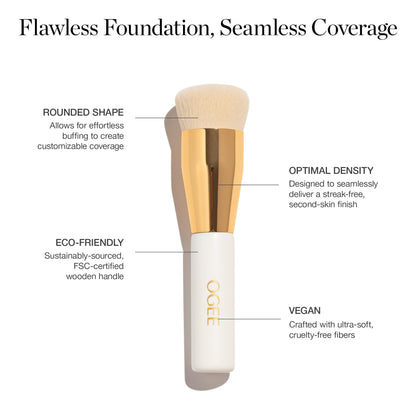 Ogee Blender Brush - Professional Quality Makeup Brush - Ultra-Soft Foundation Brush with Vegan Bristles for Flawless Makeup Application