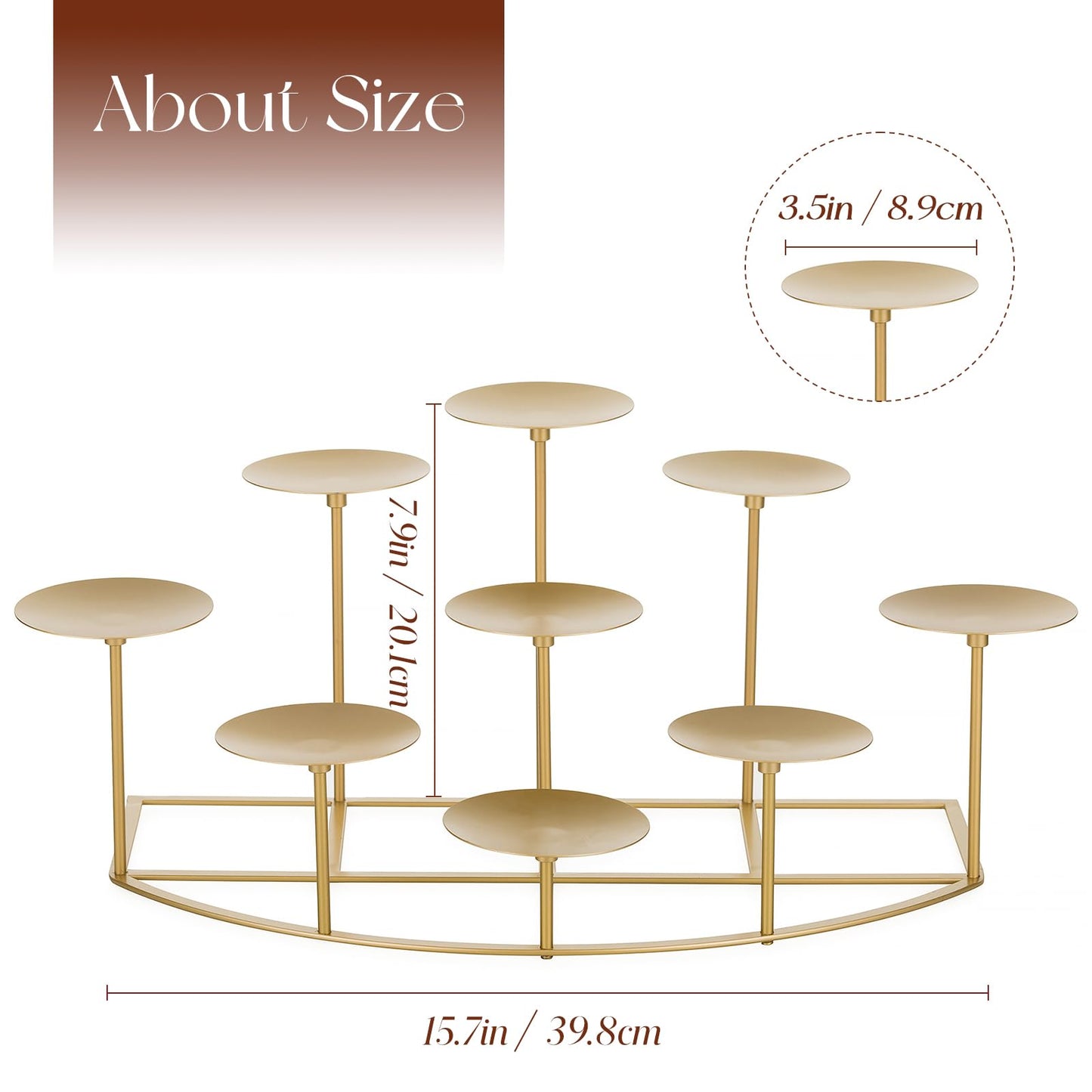 Candeldo Candelabra Fireplace Candle Holder: Gold Metal Pillar Candle Holders for Inside Fireplace Mantle Decor Floor Candelabras Table Centerpiece
