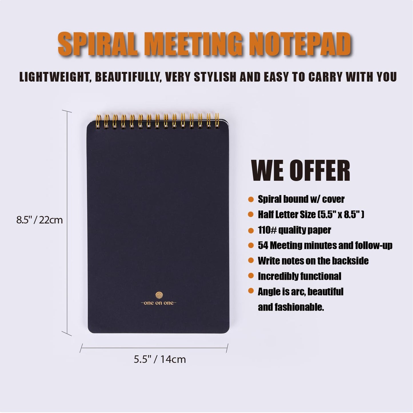 Meeting Notebook for Work with Action Plan - A5 Perfect Spiral Notepad for Team Leads to Professionally Manage Business Projects - 54 Sheets TO Keep Notes Organized & Productive-Black-A5
