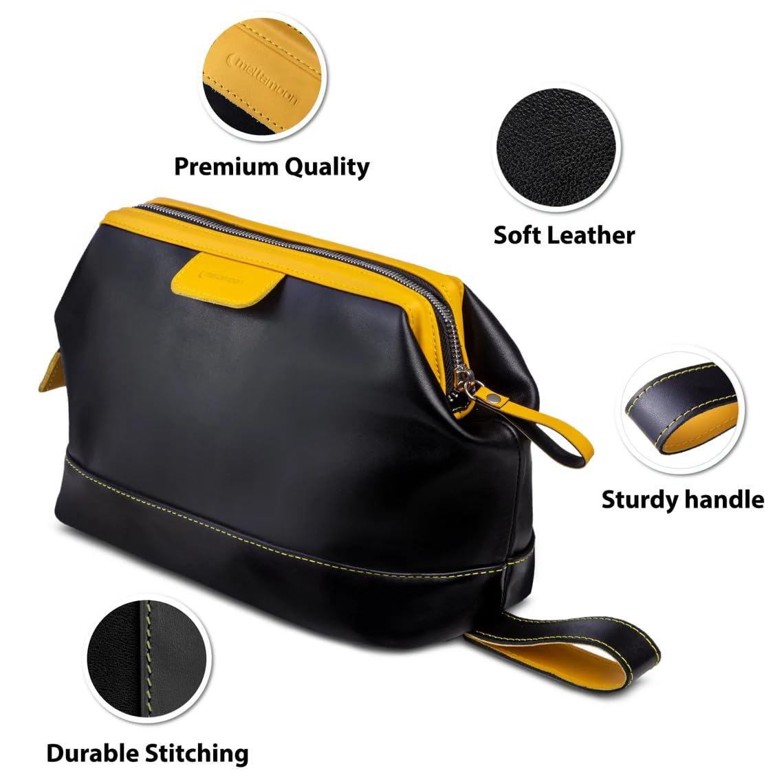 Genuine Leather Toiletry Bag for Men & Women – Large Waterproof Travel Dopp Kit – Handmade Shaving & Cosmetic Organizer – Classic Style Wash Bag for Bathroom, Gym, or Vacation