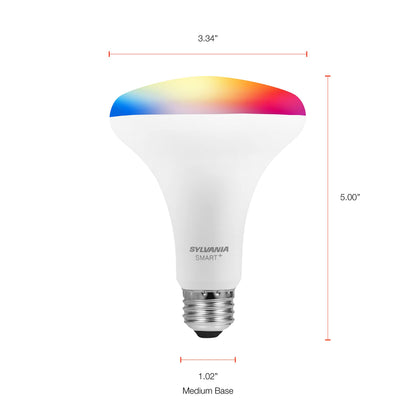 SYLVANIA Bluetooth Mesh LED Smart Light Bulb, One Touch Set Up, A19 60W Equivalent, E26, RGBW Full Color & Adjustable White, Works with Alexa Only - 2 Count (Pack of 1) (75760)