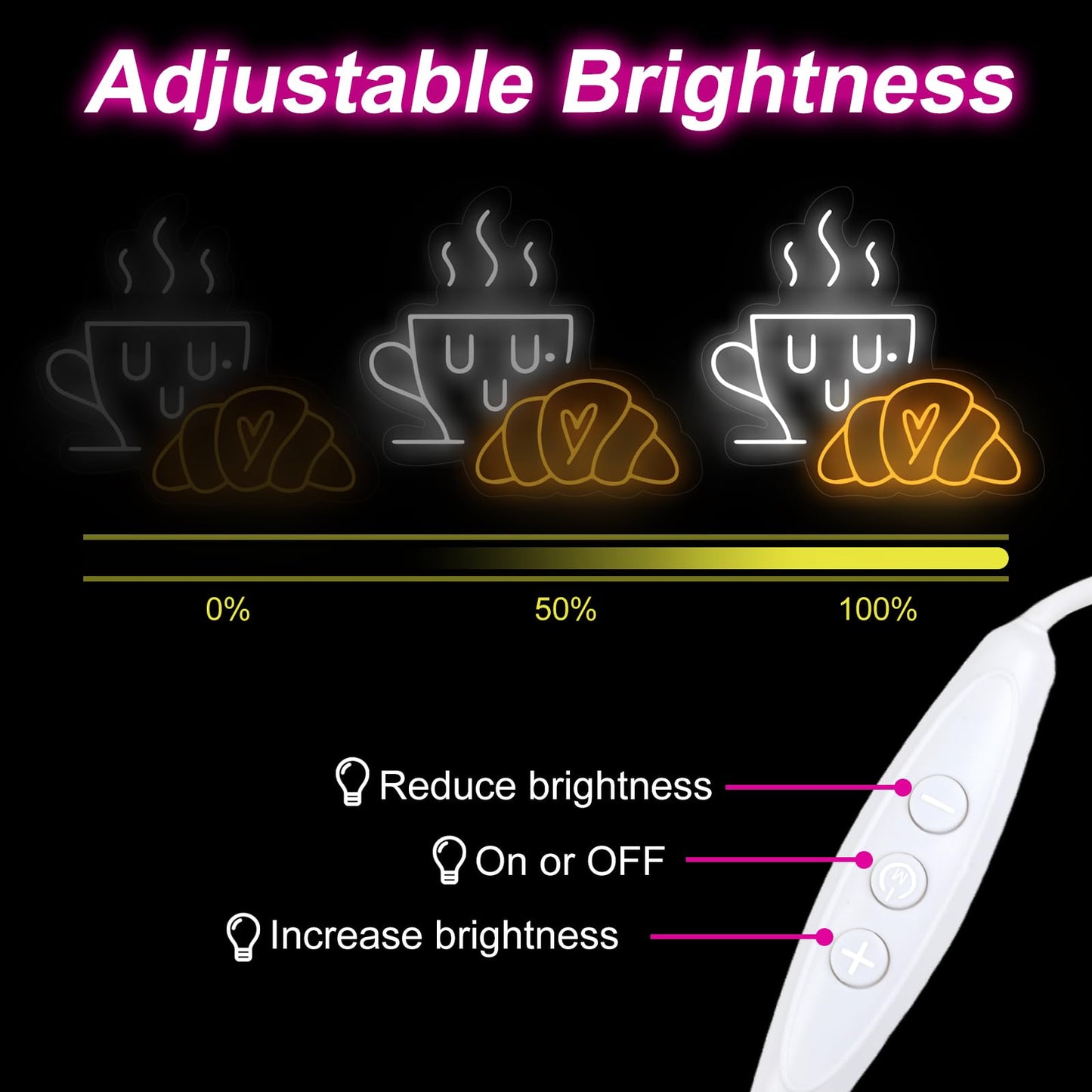 Coffee & Croissant LED Neon Sign,Bakery Shop Bakery Decoration Neon Light coffee Cup Home Bar Wall Decor Croissant Lover Gift For Family Party Bedroom Restaurant Bar Birthday