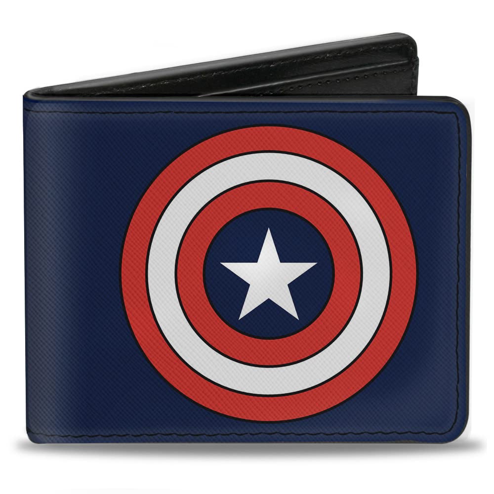Buckle-Down mens Buckle-down Pu Bifold - Captain America Shield Full Color Navy Bi Fold Wallet, Multicolor, One Size US