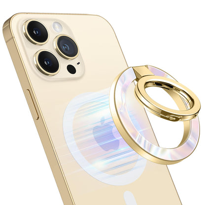 GVIEWIN Magnetic Phone Ring Holder, Compatible with MagSafe Phone Grip with Adjustable Stand, Magnet Phone Ring Kickstand for iPhone 17/16/15/14/13/12 Pro Max Plus Air/Other Phones (Glitter/Silver)