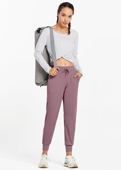 Libin Women's Joggers Pants Athletic Dance Sweatpants with Pockets Running Tapered Casual Pants for Workout,Lounge, Vintage Purple L