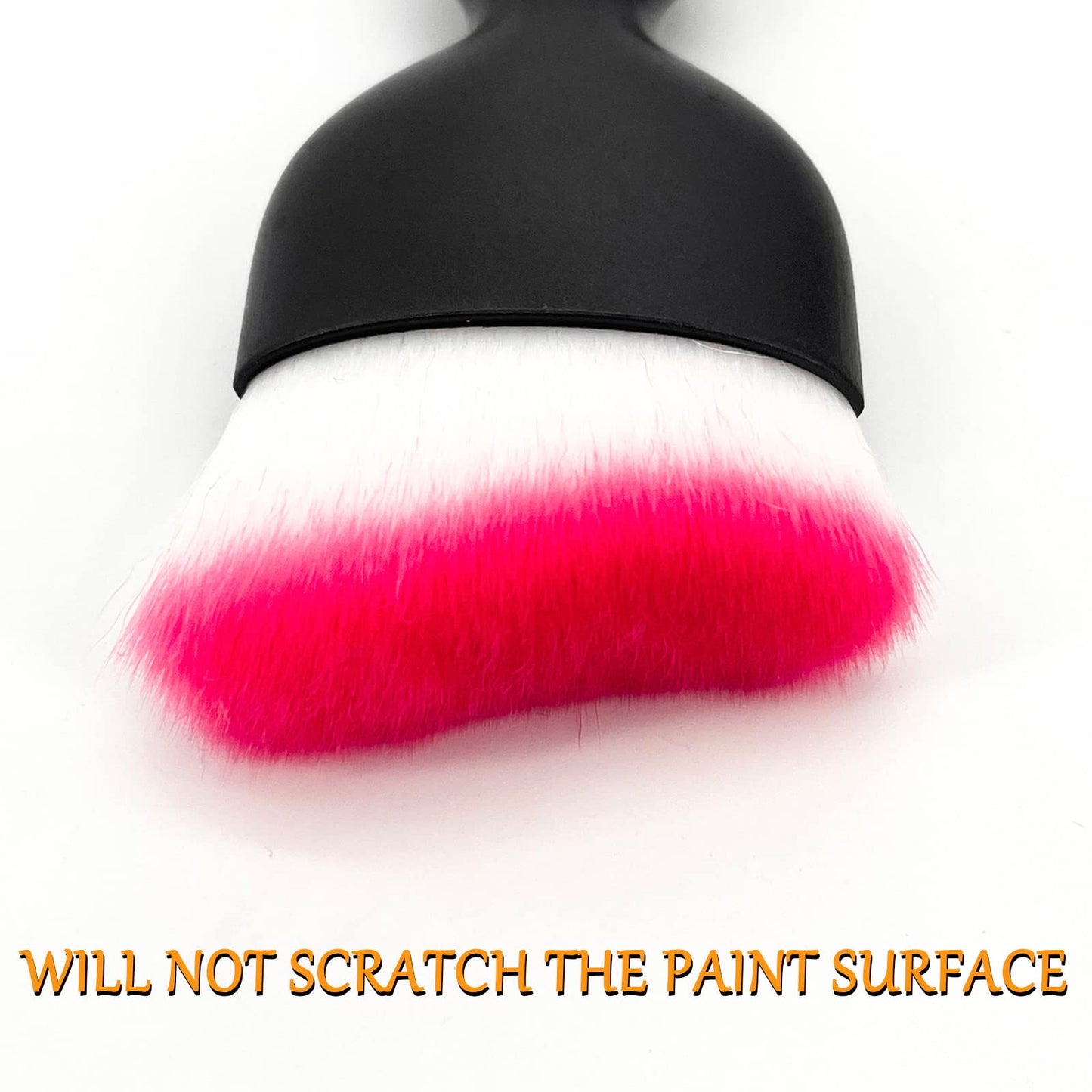 tobenbone Car Interior Detailing Brush, Ultra Soft Non-Scratch Dust Brush, Car Interior Cleaning Tool for Cleaning Panels, Air Vent, Leather (White & Pink)