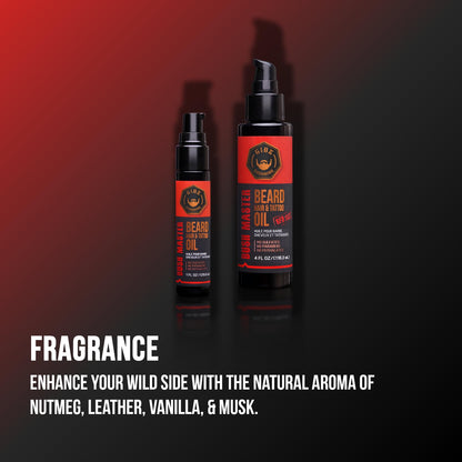 GIBS Beard, Hair & Tattoo Oil - Softens & Strengthens Beard Growth, Moisturizes Skin (4 Scents, 2 Sizes)