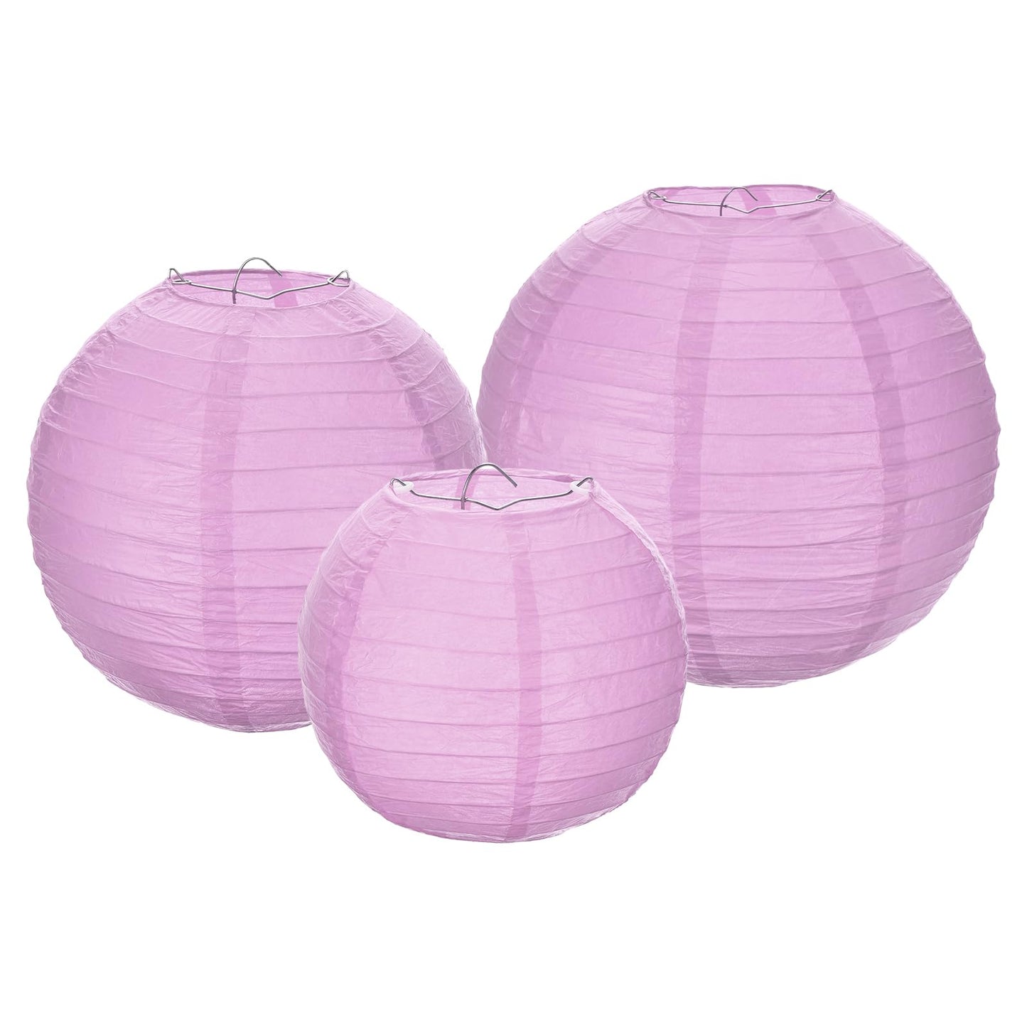 MECCANIXITY 6PCS Paper Lanterns Decorative, 6" 8" 12" Light Purple Round Hanging Lantern Chinese Lanterns for Home Decor, Birthday, Wedding, Christmas Party