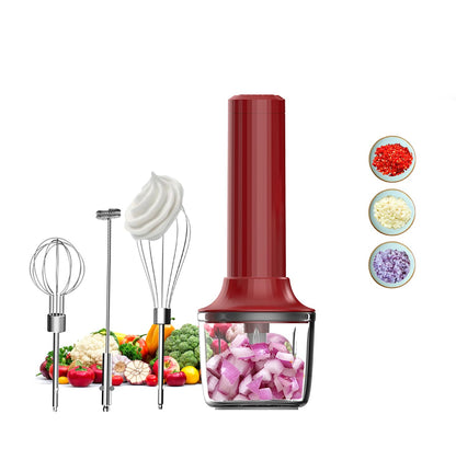 4-in-1 Electric Hand Mixer, Electric Whisk, Mini Onion Chopper 10Oz, Small Cordless Hand Blender, Milk Frother Wand for Coffee, Matcha, 4 Speed Rechargeable Food Processor for Baby Food Maker