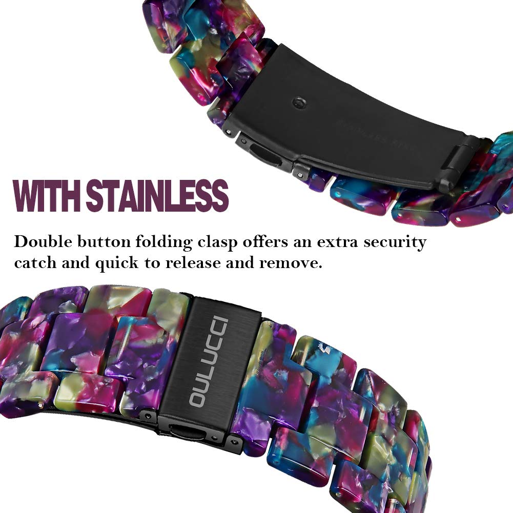 OULUCCI Compatible with Apple Watch Bands For Women, Fashion Resin iWatch Bands For Series 11 10 9 8 7 6 5 4 3 2 1 SE (Flower Purple Green, 38mm/40mm/41mm/42mm-Series11/10)