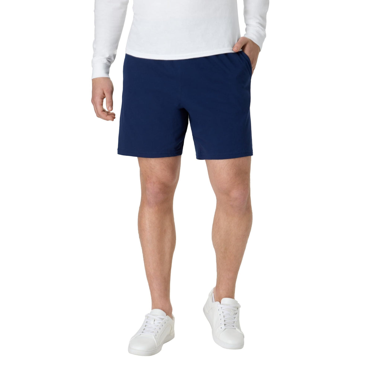 Hanes Men's Jersey Pocket Short, Navy, Medium