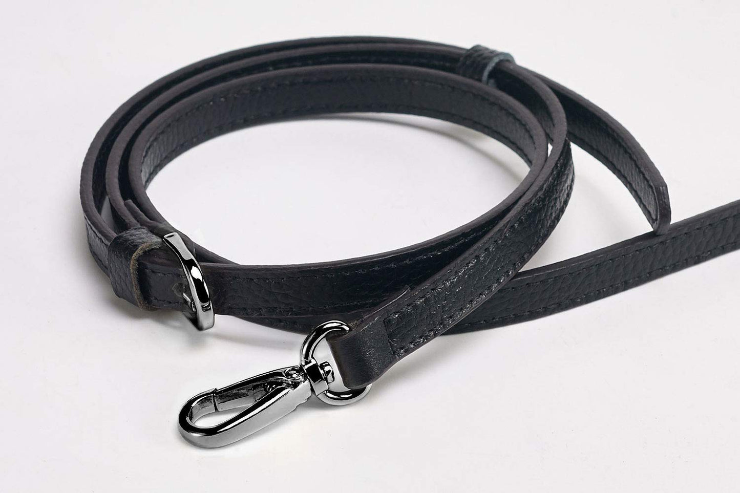 LIVE UP Full Grain Purse Strap Genuine Leather Replacement for Cross Body Bag Handbags(6# Black-Grey Buckles with Tassel)