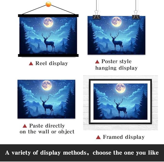 Yesad Deer Wall Art, Christmas Canvas Wall Art, Animal Picture Artwork Aesthetic Poster Prints Wall Décor for Farmhouse Living Room, Bedroom, Office (Unframed,18”x12”,Deer4)