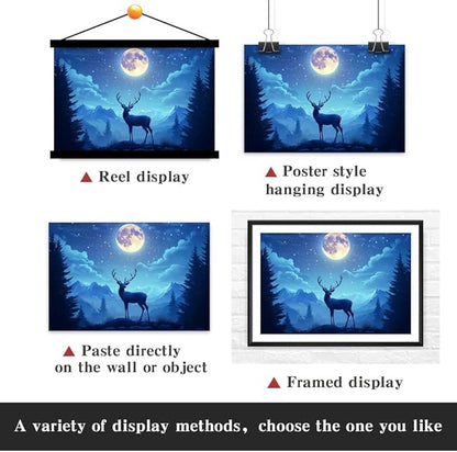 Yesad Deer Wall Art, Christmas Canvas Wall Art, Animal Picture Artwork Aesthetic Poster Prints Wall Décor for Farmhouse Living Room, Bedroom, Office (Unframed,18”x12”,Deer4)