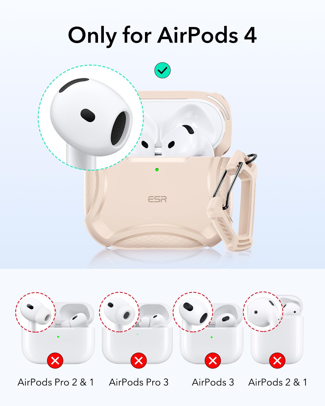ESR for AirPods 4 Case, Compatible with AirPods 4th Generation Case (2024), Compatible with MagSafe, Powerful Drop Protection, Magnetic Lid, Cyber Series, Desert Titanium