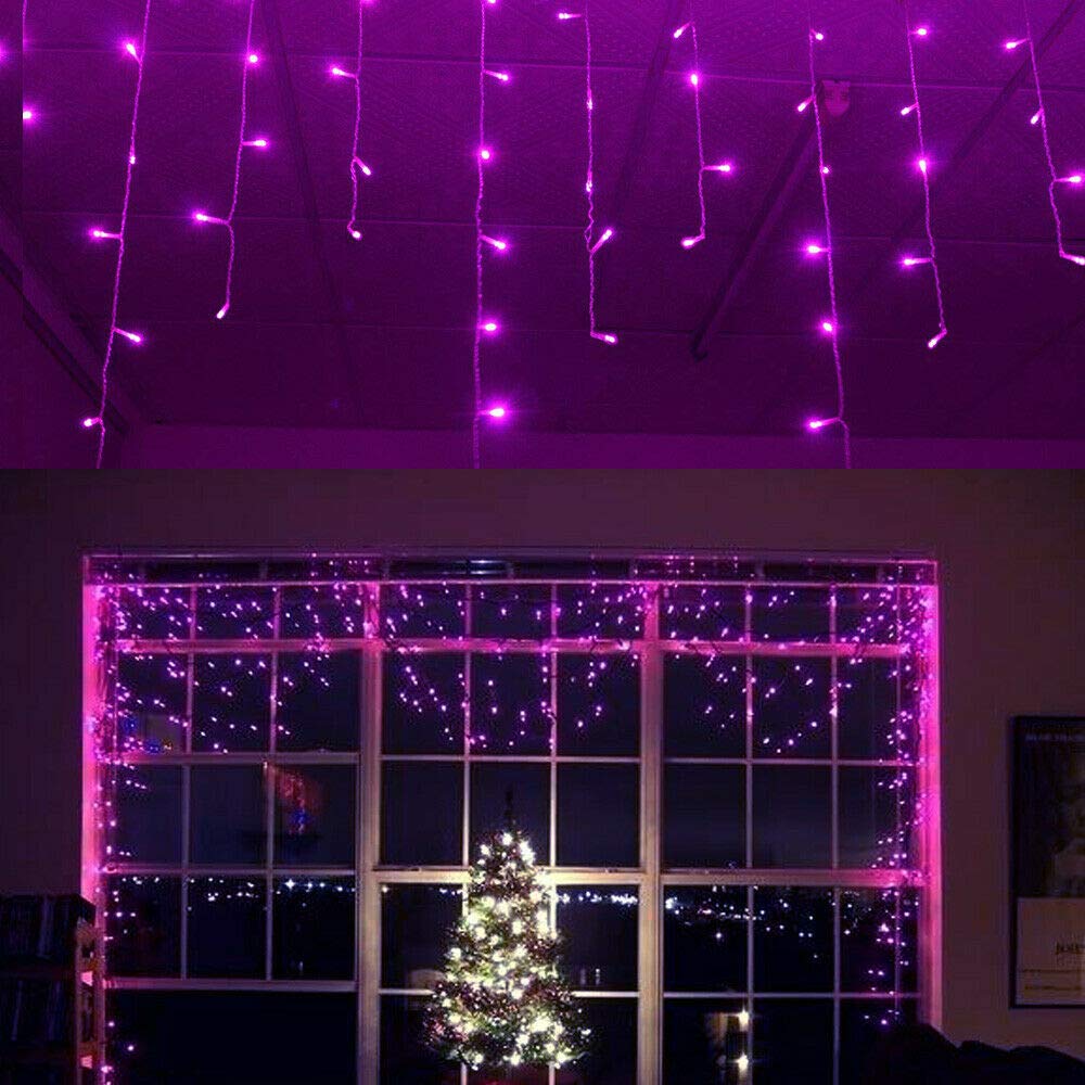 Lainin 3.5M/11ft 96 LED Linkable Fairy Curtain String Light with 8 Modes Control for Indoor/Outdoor/Patio/Wedding/Valentines Day/Christmas Party 4th of July Decor(Purple)