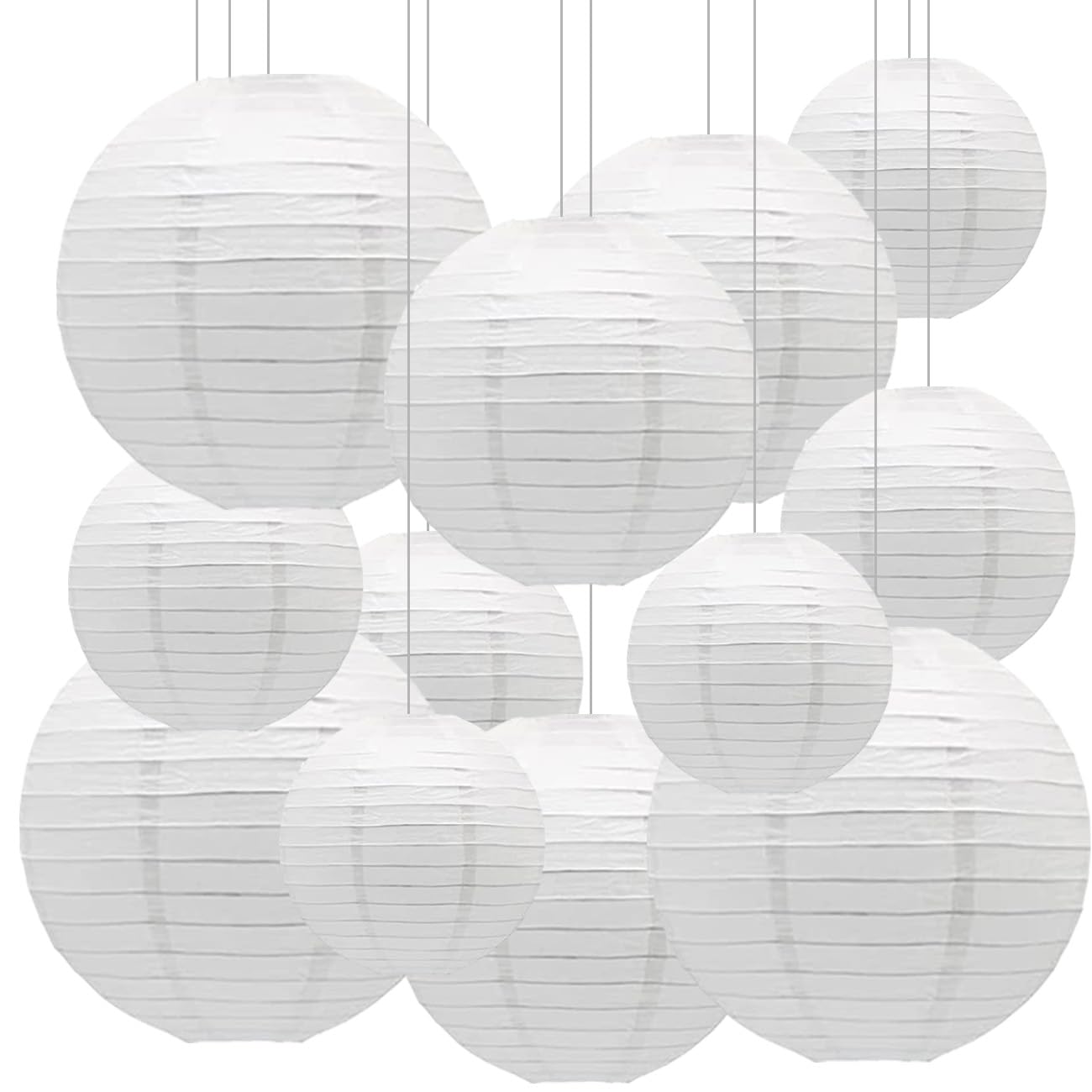 SIPRKAICT White Paper Lanterns Party Decorations,12pcs Hanging Paper Lantern for Engagement Bachelorette Wedding Baby Bridal Purple Birthday Decorations